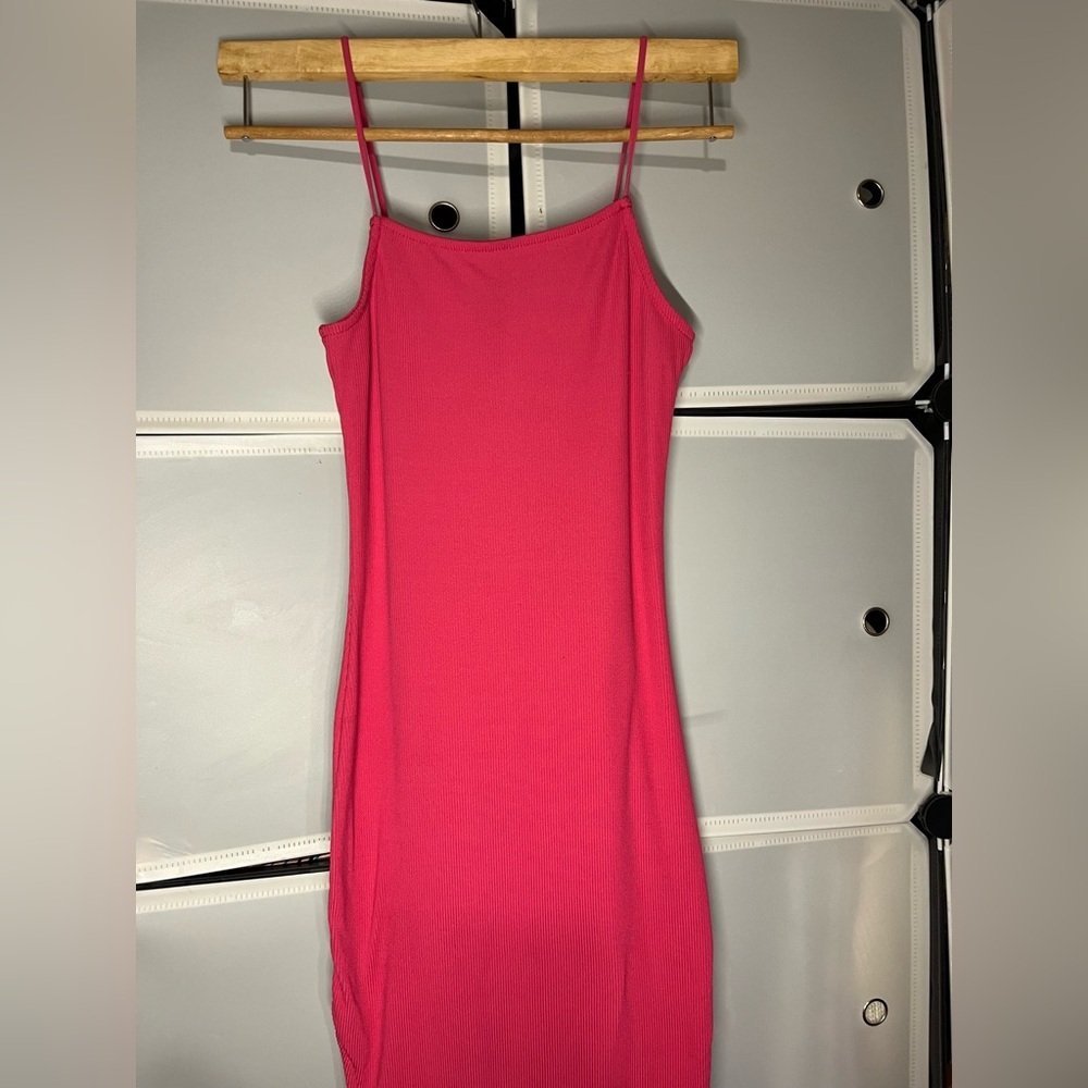 Pink Spaghetti strap dress w/ Slit Contour Collection